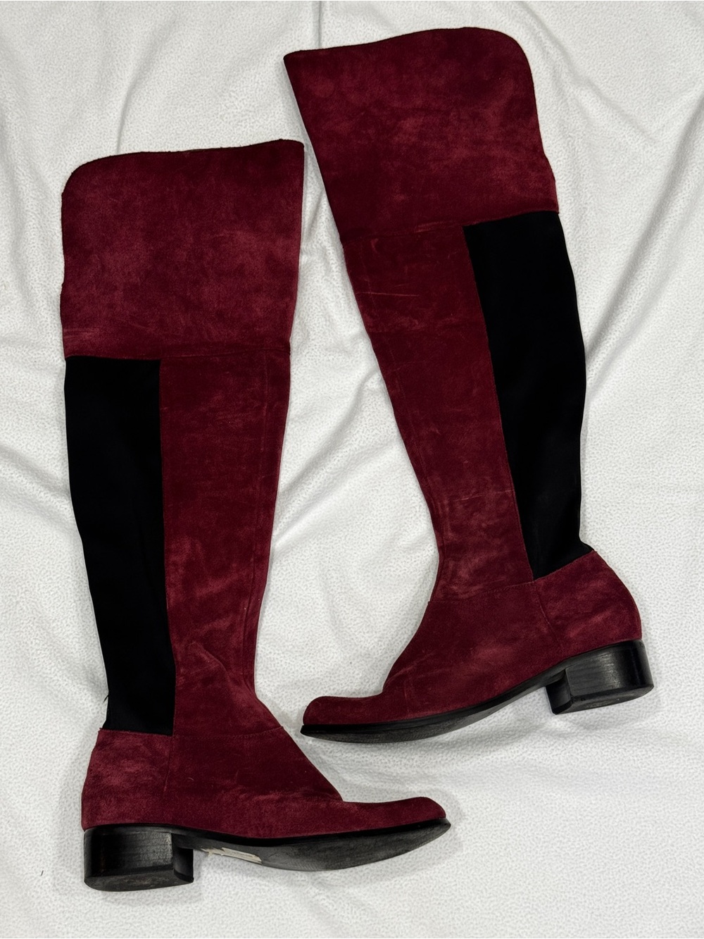 Charles David Burgundy and Black Over-the-Knee Suede Boots